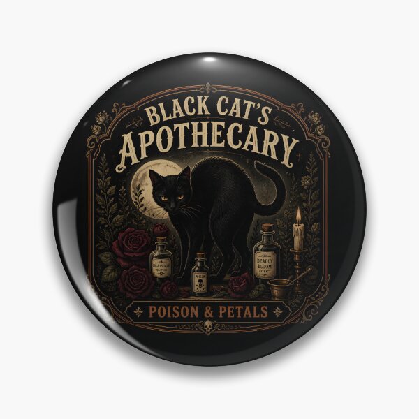 Item preview, Black Cat's Apothecary Poison & Petals Halloween Vintage Apothecary Label designed and sold by RoyesButler.