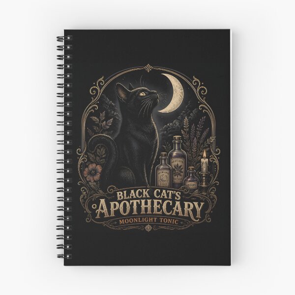 Item preview, Black Cat's Apothecary Moonlight Tonic Halloween Gothic Botanical Engraving designed and sold by RoyesButler.