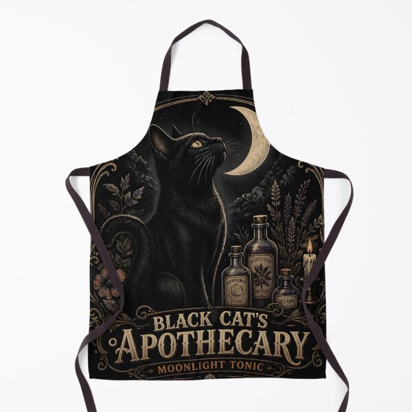Item preview, Black Cat's Apothecary Moonlight Tonic Halloween Gothic Botanical Engraving designed and sold by RoyesButler.