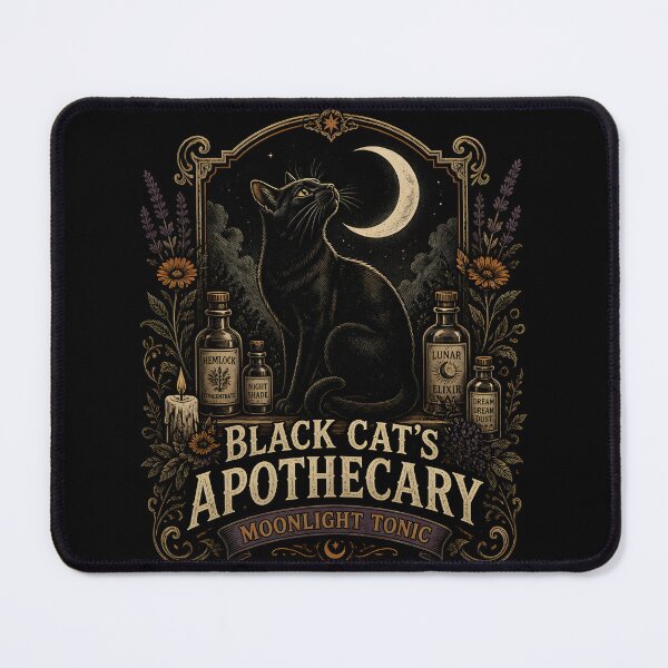 Item preview, Black Cat's Apothecary Moonlight Tonic Halloween Vintage Apothecary Label designed and sold by RoyesButler.