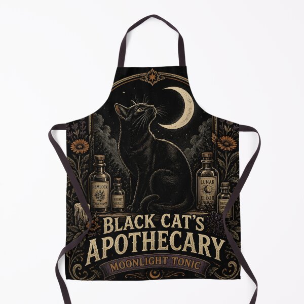 Item preview, Black Cat's Apothecary Moonlight Tonic Halloween Vintage Apothecary Label designed and sold by RoyesButler.
