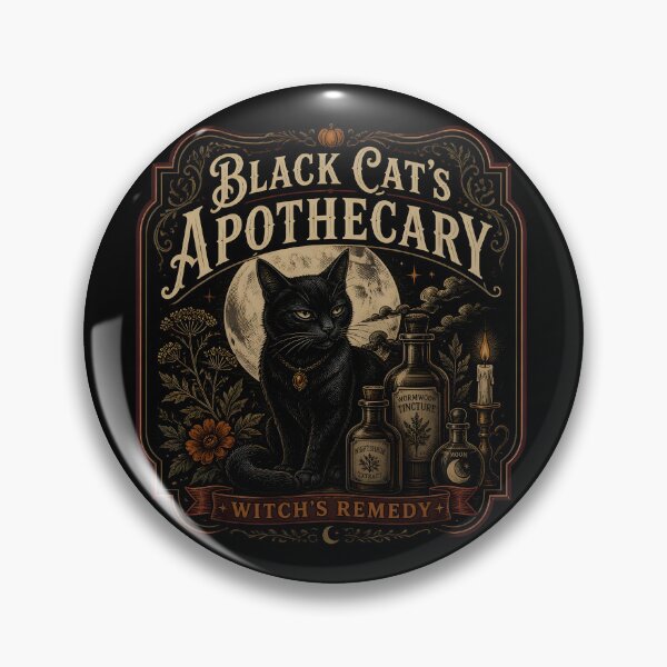 Item preview, Black Cat's Apothecary Witch's Remedy Halloween Gothic Botanical Engraving designed and sold by RoyesButler.