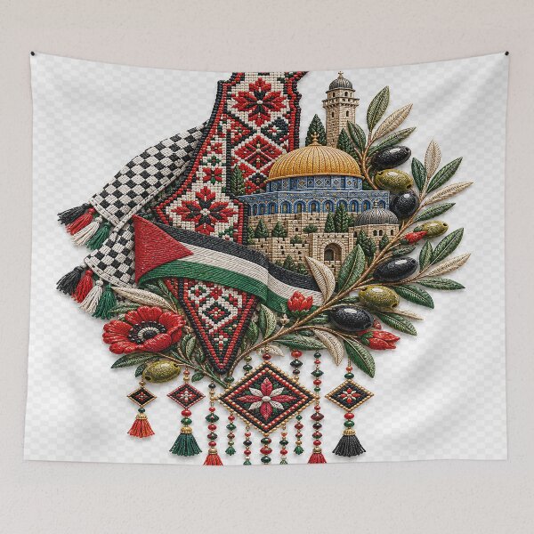 Item preview, Palestinian Heritage Floral Embroidery | Traditional Tatreez Folk Art designed and sold by BrainCurves.