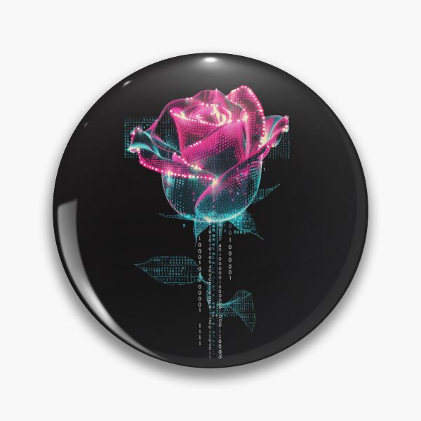 Item preview, A rose made of binary code and neon lights designed and sold by STATIC SOUL.