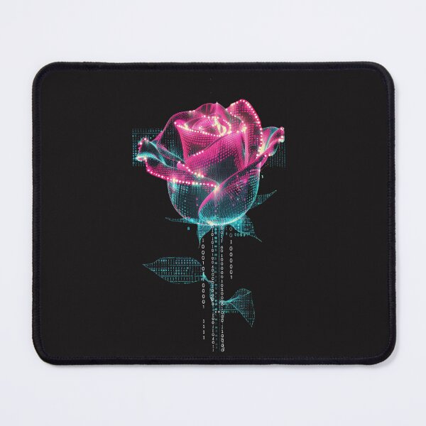 Item preview, A rose made of binary code and neon lights designed and sold by STATIC SOUL.