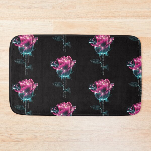 Item preview, A rose made of binary code and neon lights designed and sold by STATIC SOUL.