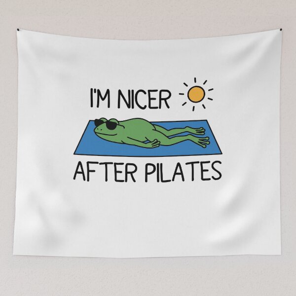 Item preview, I'm Nicer After Pilates - Funny Frog Fitness Humor designed and sold by gunaone-design.