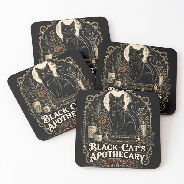 Item preview, Black Cat's Apothecary Spell & Potion Co. Halloween Gothic Botanical Engraving designed and sold by RoyesButler.