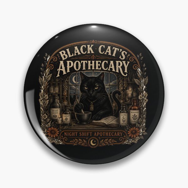 Item preview, Black Cat's Apothecary Night Shift Apothecary Halloween Vintage Apothecary Label designed and sold by RoyesButler.