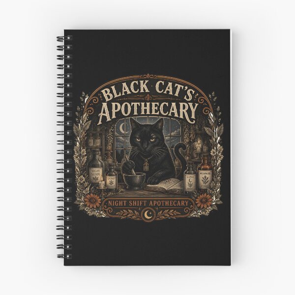 Item preview, Black Cat's Apothecary Night Shift Apothecary Halloween Vintage Apothecary Label designed and sold by RoyesButler.