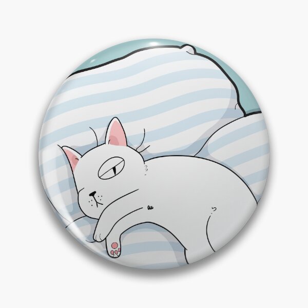 Item preview, Have Fun At Work Funny Smug Sleeping White Cat In Bed Graphic Art designed and sold by The Upside Down.