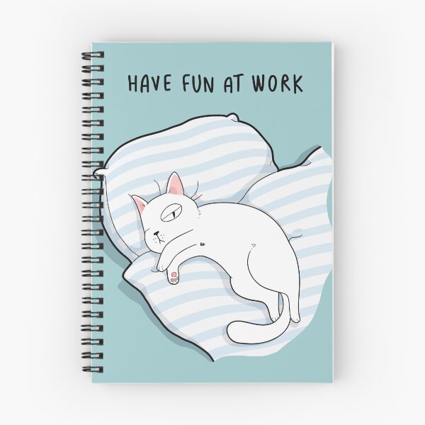 Item preview, Have Fun At Work Funny Smug Sleeping White Cat In Bed Graphic Art designed and sold by The Upside Down.