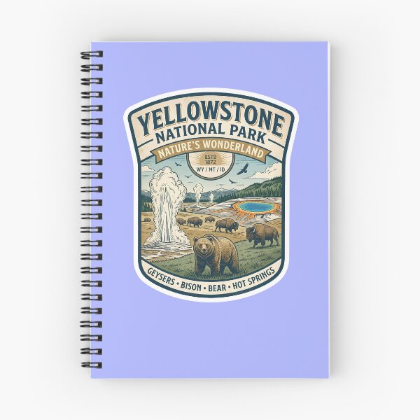 Item preview, Vintage Yellowstone National Park Badge Sunset Hiking Nature Travel Souvenir designed and sold by LittleArij.