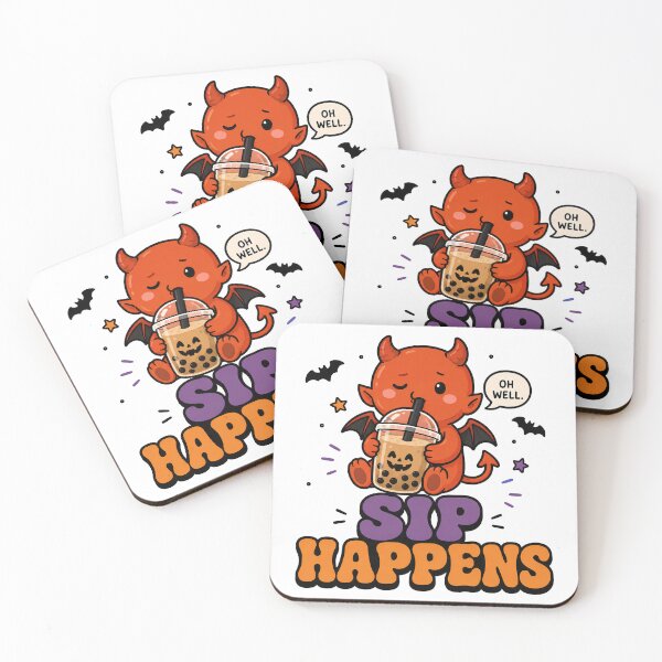 Item preview, Groovy Cute Devil Sip Happens - Funny Halloween Boba designed and sold by ianm1028.