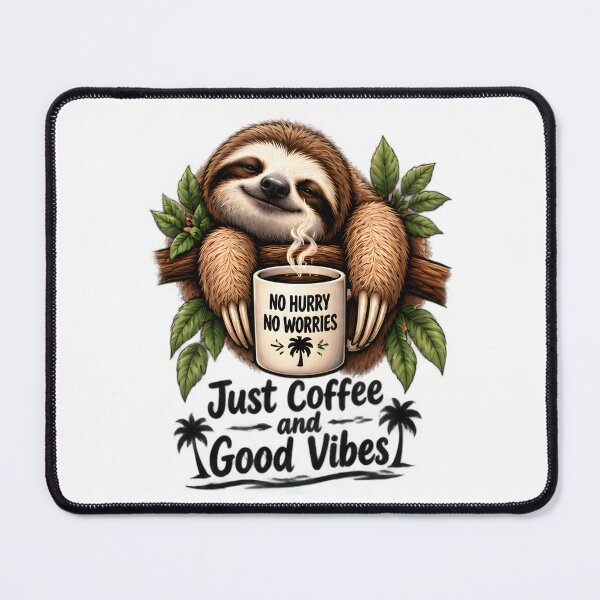 Item preview, Cute Sloth Drinking Coffee Just Coffee and Good Vibes designed and sold by Pyt27.