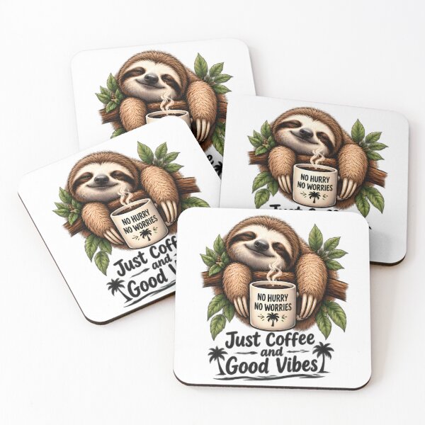 Item preview, Cute Sloth Drinking Coffee Just Coffee and Good Vibes designed and sold by Pyt27.