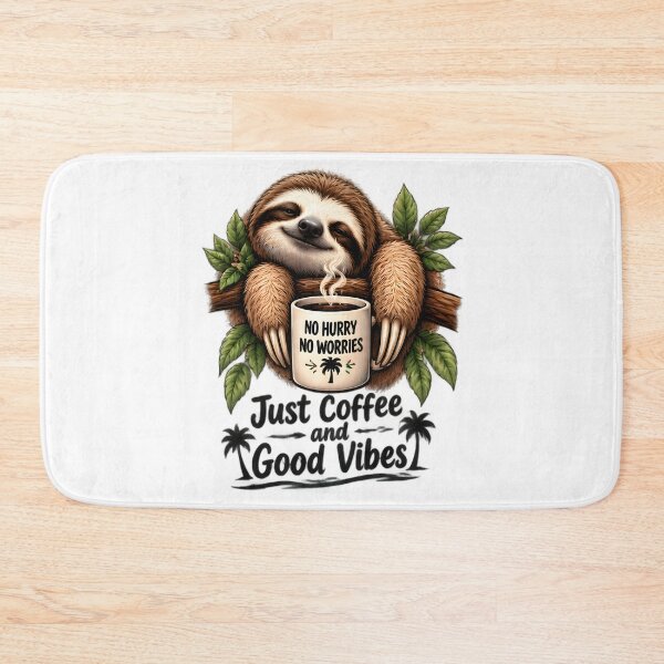 Item preview, Cute Sloth Drinking Coffee Just Coffee and Good Vibes designed and sold by Pyt27.