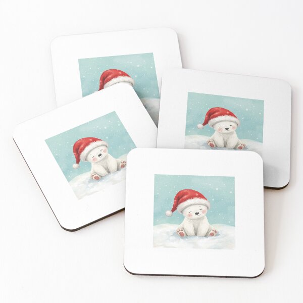 Item preview, Cute Little White Bear Wearing Santa Hat designed and sold by mayatA-rt.