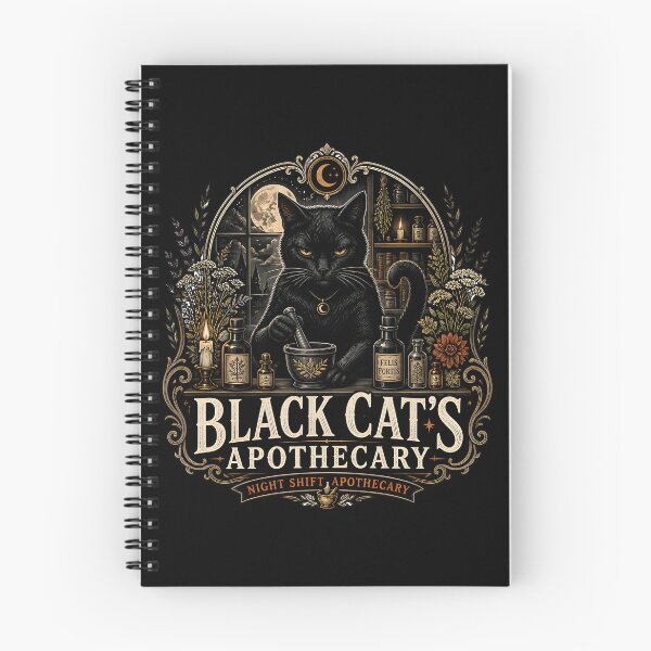 Item preview, Black Cat's Apothecary Night Shift Apothecary Halloween Gothic Botanical Engraving designed and sold by RoyesButler.