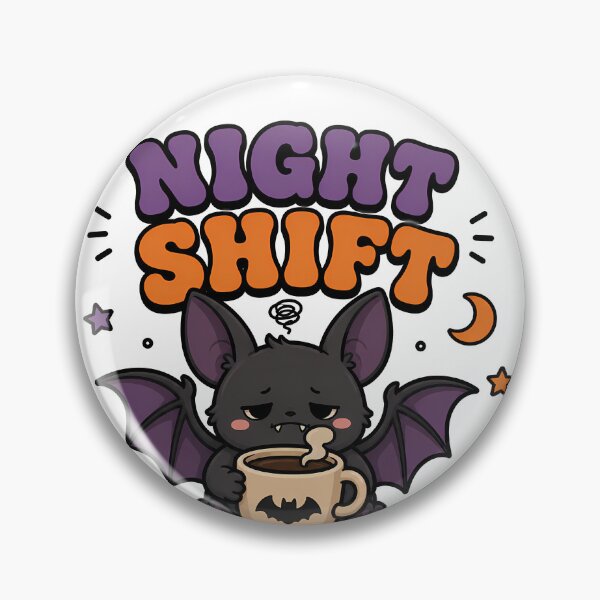 Item preview, Groovy Retro Tired Bat Night Shift Again - Funny Halloween designed and sold by ianm1028.