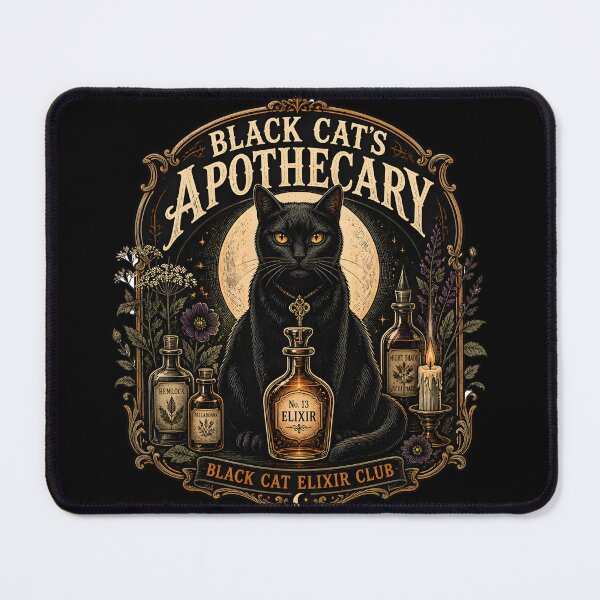 Item preview, Black Cat's Apothecary Black Cat Elixir Club Halloween Vintage Apothecary Label designed and sold by RoyesButler.