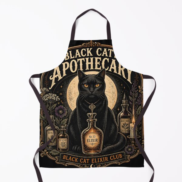 Item preview, Black Cat's Apothecary Black Cat Elixir Club Halloween Vintage Apothecary Label designed and sold by RoyesButler.
