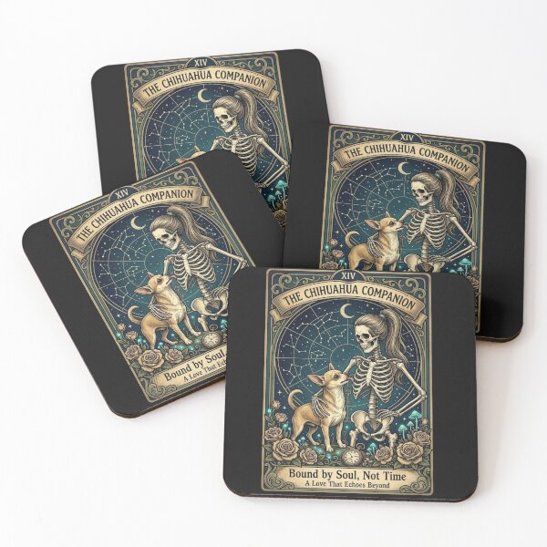 Item preview, The Chihuahua Companion - Vintage Skeleton Dog Tarot Card Art designed and sold by designwiss.