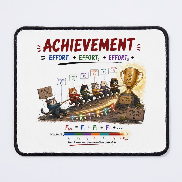 Item preview, NET FORCE OF TEAMWORK | Funny Cat Achievement Physics Pun designed and sold by ianm1028.
