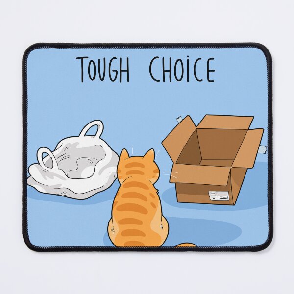 Item preview, Tough Choice Funny Orange Cat Plastic Bag vs Cardboard Box Comic Graphic Art designed and sold by The Upside Down.