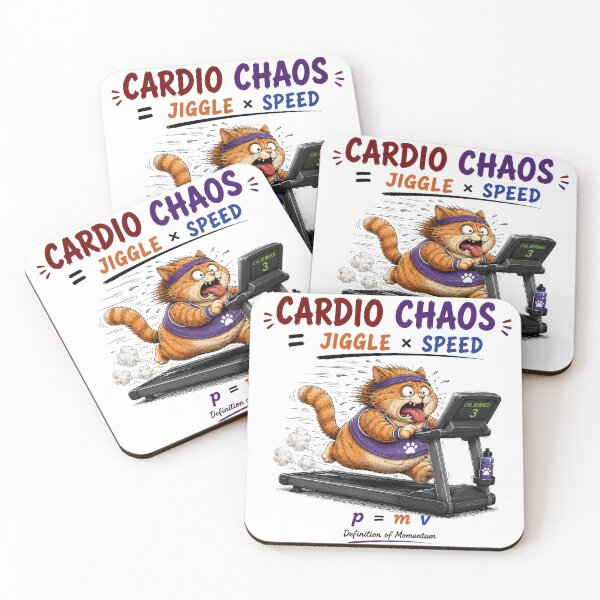 Item preview, CARDIO CHAOS EQUATION | Funny Gym Cat Momentum Pun designed and sold by ianm1028.
