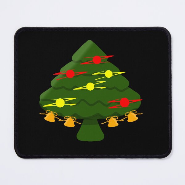 Item preview, Christmas Tree Red Yellow Ornaments Gold Bells designed and sold by MigWhimsy.