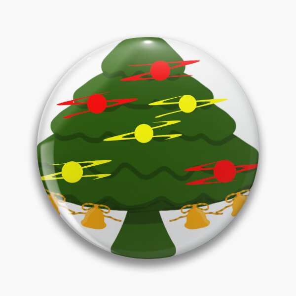 Item preview, Christmas Tree Red Yellow Ornaments Gold Bells designed and sold by MigWhimsy.