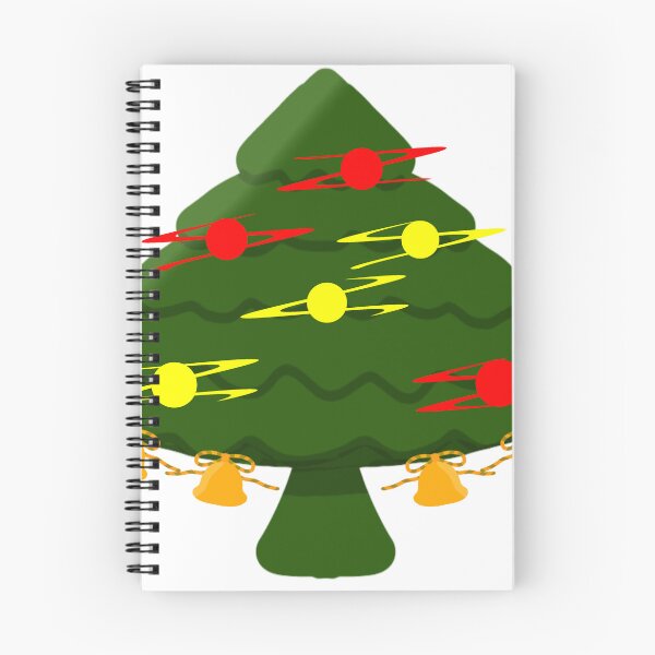 Item preview, Christmas Tree Red Yellow Ornaments Gold Bells designed and sold by MigWhimsy.