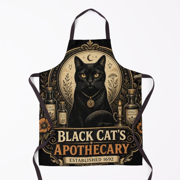 Item preview, Black Cat's Apothecary Established 1692 Halloween Vintage Apothecary Label designed and sold by RoyesButler.