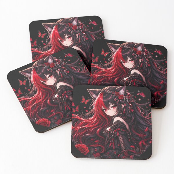 Item preview, Crimson Rose Neko – Gothic Anime Cat Girl designed and sold by Revyra Design .