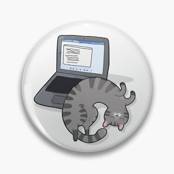 Item preview, Funny Sleeping Grey Cat Next To Laptop Work From Home Graphic Art designed and sold by The Upside Down.