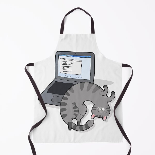 Item preview, Funny Sleeping Grey Cat Next To Laptop Work From Home Graphic Art designed and sold by The Upside Down.