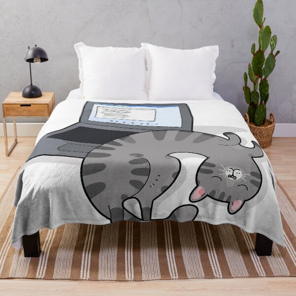 Item preview, Funny Sleeping Grey Cat Next To Laptop Work From Home Graphic Art designed and sold by The Upside Down.