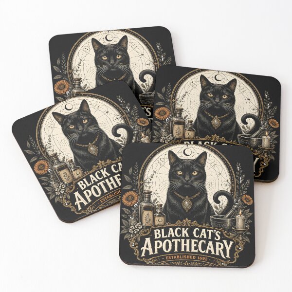 Item preview, Black Cat's Apothecary Established 1692 Halloween Gothic Botanical Engraving designed and sold by RoyesButler.