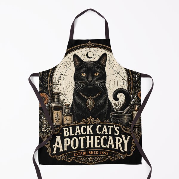 Item preview, Black Cat's Apothecary Established 1692 Halloween Gothic Botanical Engraving designed and sold by RoyesButler.