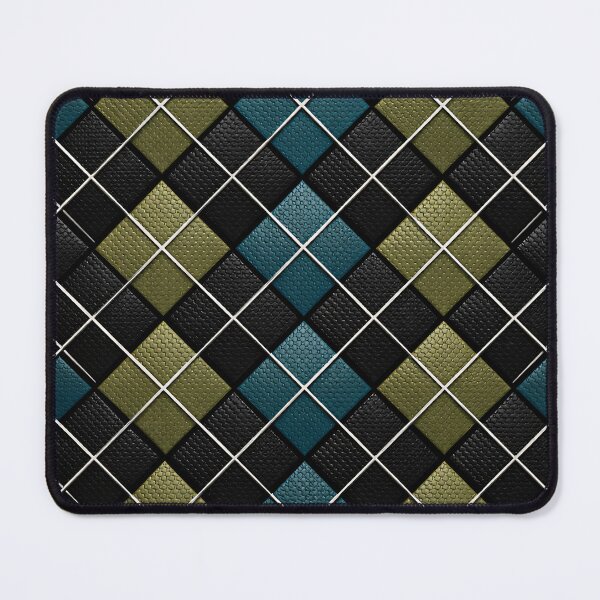 Item preview, Black Teal and Olive Diamond Pattern – Modern Geometric Woven Art Print designed and sold by Kaleidoscope Print.