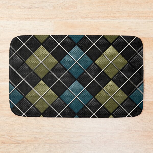 Item preview, Black Teal and Olive Diamond Pattern – Modern Geometric Woven Art Print designed and sold by Kaleidoscope Print.