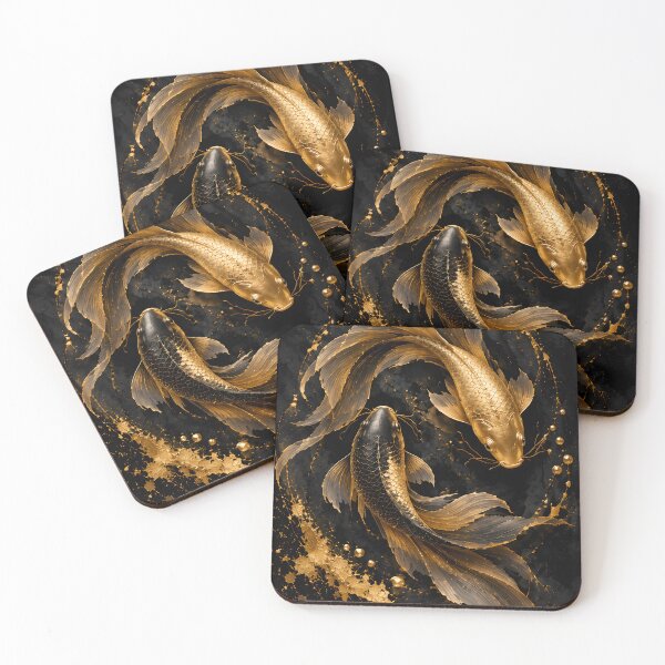 Item preview, Golden Koi – Black Gold Yin Yang Art designed and sold by bauschberts.