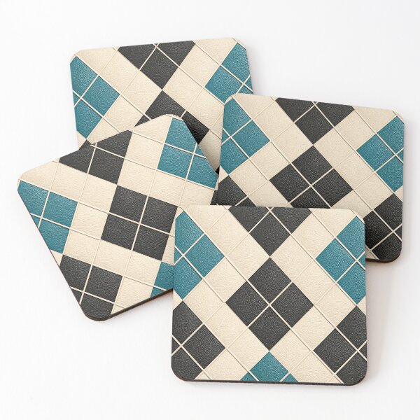 Item preview, Cream Black and Teal Argyle Pattern – Modern Geometric Diamond Art Print designed and sold by Kaleidoscope Print.
