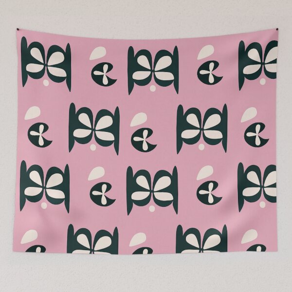 Item preview, Pink Mod Garden – Retro Scandinavian Floral Pattern designed and sold by Louise Wersäll.