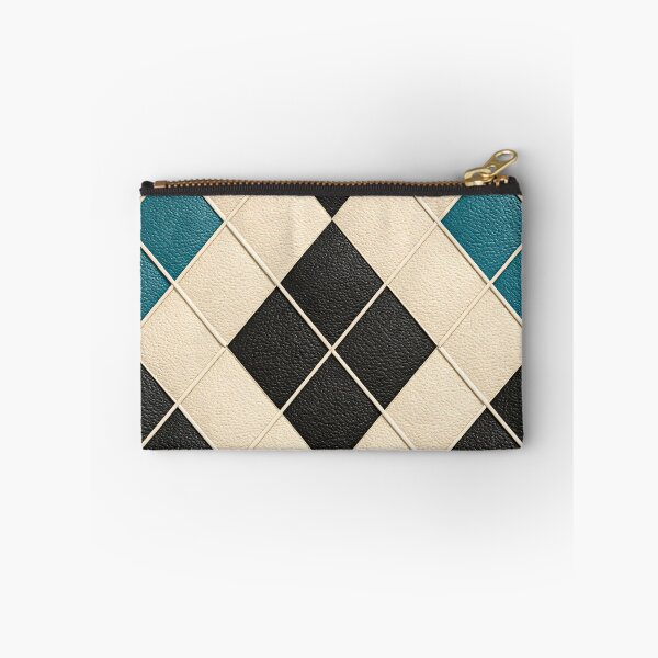 Item preview, Cream Black and Teal Argyle Pattern – Modern Geometric Diamond Art Print designed and sold by Kaleidoscope Print.