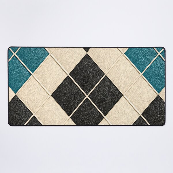 Item preview, Cream Black and Teal Argyle Pattern – Modern Geometric Diamond Art Print designed and sold by Kaleidoscope Print.