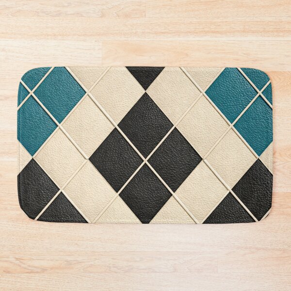 Item preview, Cream Black and Teal Argyle Pattern – Modern Geometric Diamond Art Print designed and sold by Kaleidoscope Print.
