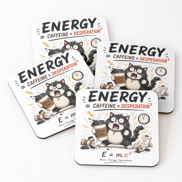 Item preview, DEADLINE ENERGY | Funny Einstein Caffeine Cat Pun designed and sold by ianm1028.