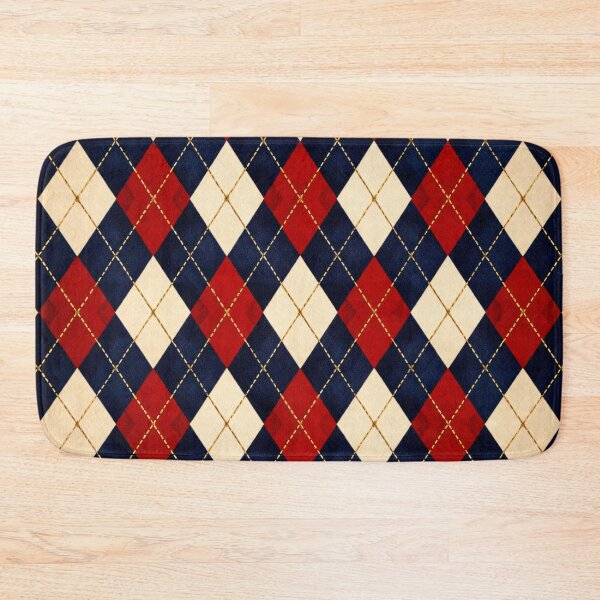 Item preview, Red Navy and Cream Argyle Pattern – Classic Preppy Diamond Textile Art designed and sold by Kaleidoscope Print.